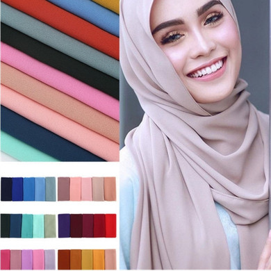 Women Plain Bubble Chiffon Scarf Hijab Wrap Shawls Headband Muslim Hijabs Scarves Malaysia Style Hijab Wrap Shawls Headband