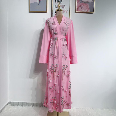 Floral Abaya Turkish Kimono Dubai Muslim Hijab Dress Abayas For Women Kaftan Caftan Marocain Prayer Islamic Clothing Robe Femme
