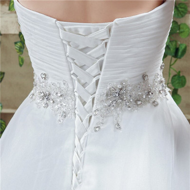White Organza Simple Wedding Dresses Sweetheart