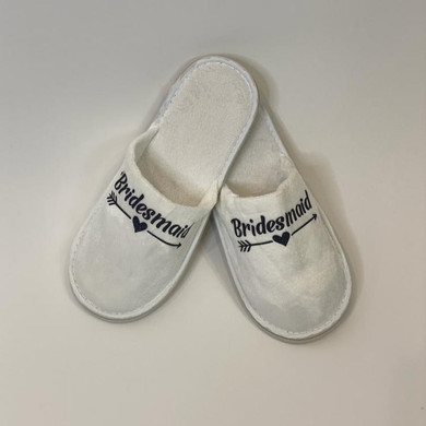 Sample Sale - White Slippers "Bridesmaid" in Black Glitter Sample Sale - White Slippers "Bridesmaid" in Black Glitter