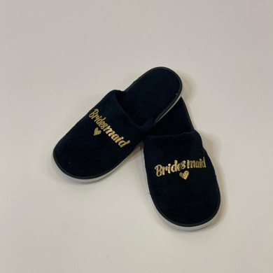 Sample Sale - Black Slippers "Bridesmaid" in Gold Glitter Sample Sale - Black Slippers "Bridesmaid" in Gold Glitter