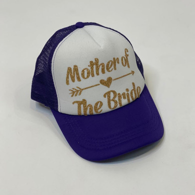 Sample Sale - Navy Blue/White Trucker Hats, "Mother of the Bride", in Gold Glitter