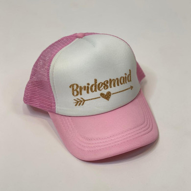 Sample Sale - Pink/White Trucker Hats, "Bridesmaid", in Gold Glitter