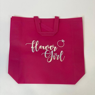 Sample Sale - Hot Pink Tote Bags, "Flower Girl", in Silver Glitter Size: L