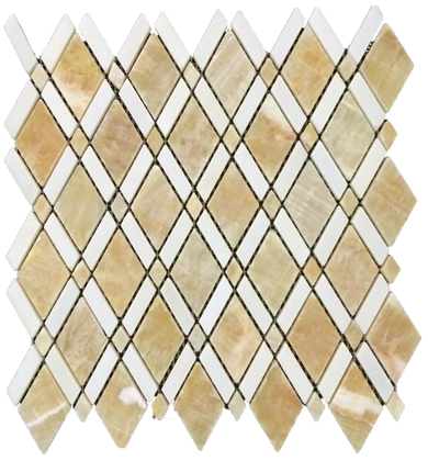 HONEY ONYX LATTICE WITH ABSOLUTE WHITE MOSAIC