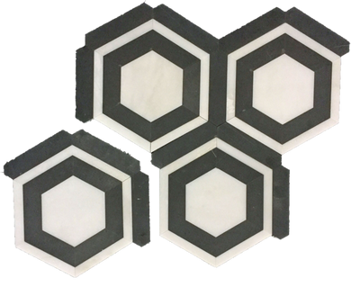 WHITE ABSOLUTE HONEYCOMB WITH CHINA BLACK MOSAIC