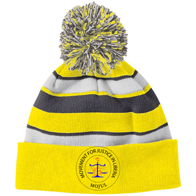 MOJUL Striped Beanie with Pom