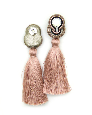 Long earrings with tassels and shell beads