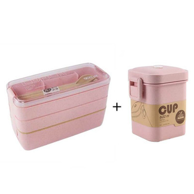 KidoBox™ Healthy 3-Layer Wheat Straw Bento Lunch Box