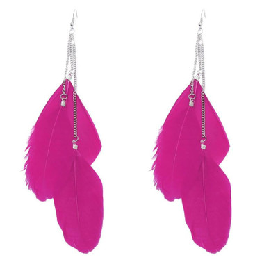 Handmade Vintage Feather Long Drop Earrings