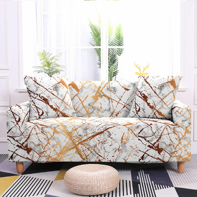 Geometric Slipcovers Marble Pattern Sectional Elastic Stretch Sofa Cover for Living Room Couch Cover L Shape Armchair Cover