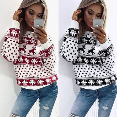 Christmas Deer Snow Pattern ugly sweater