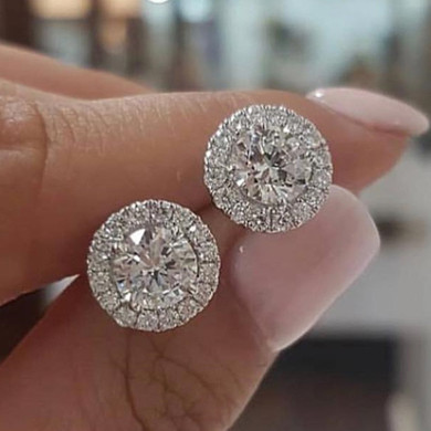 Women Luxury 925 Sterling Silver 6mm Small Zircon Stud Earring