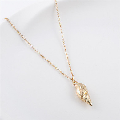 Gold Colored Alloy Cowrie Shell Necklace for Women