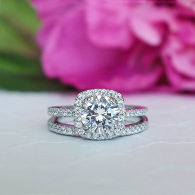 2pcs Set Large Cubic Zirconia Wedding Rings Ror Women Silver Color Crystal Lady Elegant Engagement Luxury Ring