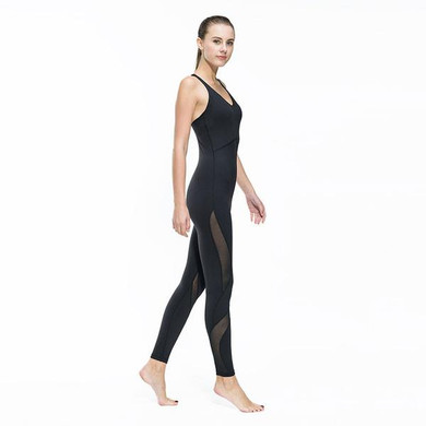 Black Mesh Yoga Suit