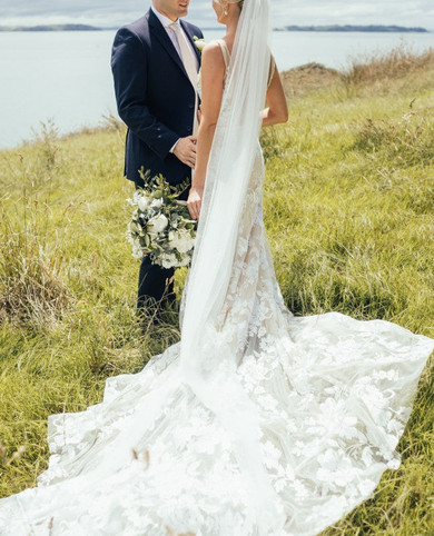 Gorgeous V Neck Lace Sleeveless Sweep Train Wedding Dress W678