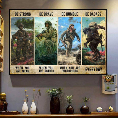 Veteran US Be Strong Meaningful Quote Vintage Christmas Gift Remember RED Poster