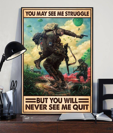 US Paratrooper Struggle Never Quit Christmas Gift Poster