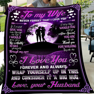Couple Purple From Husband To Wife Meaningful Quote Christmas Gift Quilt