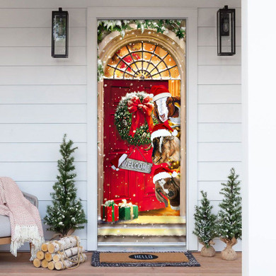Christmas With My Herd Goat Cattle Farmer Christmas Printed Door Cover