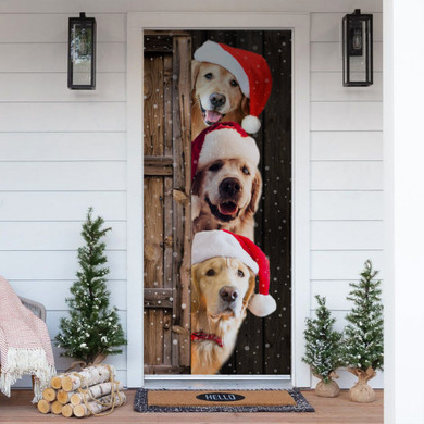 Golden Retriever Dog Lover Christmas Wooden Printed Door Cover Golden Retriever Dog Lover Christmas Wooden Printed Door Cover