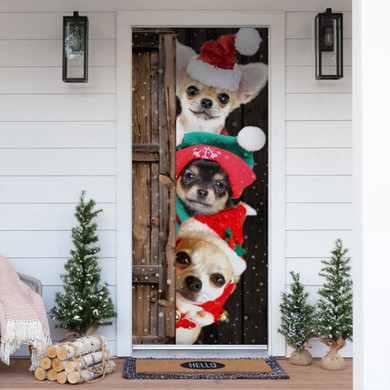 Chihuahua Dog Lover Christmas Wooden Printed Door Cover