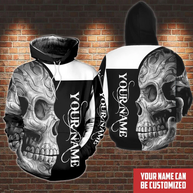 Personalized Customized Black And White Skull Hoodie For Skull Lover 3D Printed Hoodie