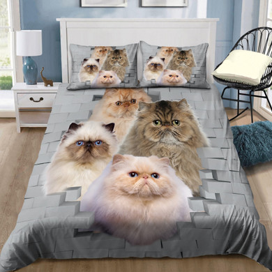 Cat Lover Cute Persian Cat Blocks Bedding Set