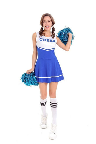 Hot Sale Blue Sexy High School Cheerleader Costume Hot Sale Blue Sexy High School Cheerleader Costume
