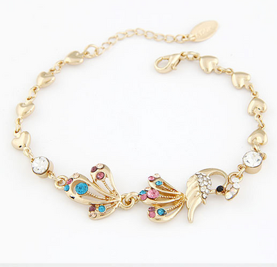 Gold Peacock Peafowl Charm Bracelet Offer