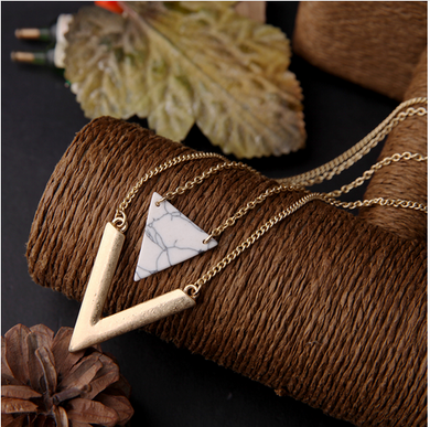 Marble Triangle Pendant Necklace