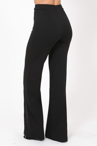 Gina Double G Buckle and Button Detail High Waist Pants