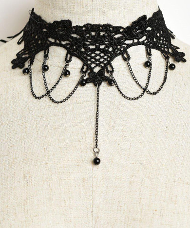 Chain Tassel Drop Gem Necklace Choker