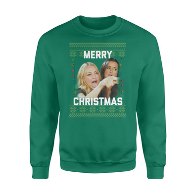 Funny Cat Women Yelling At Confused Cat Meme Sweater