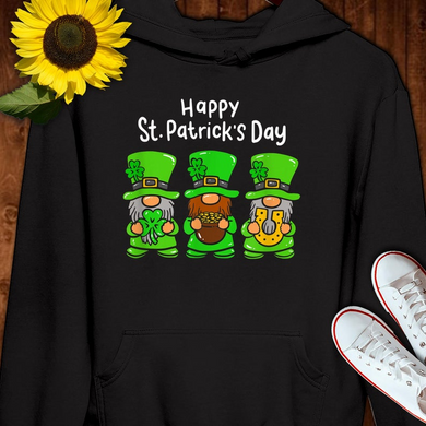 Three Irish Leprechaun Gnomes Happy Saint Patricks Day Outfit Cute Hoodie