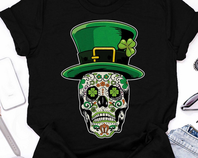 Saint Patricks Day, Sugar Skull With Green Hat T-shirt