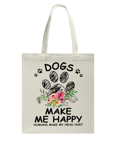Dogs Make Me Happy Dog Feet Cute Tote Bag