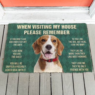 3D Please Remember Beagle Dog's House Rules Doormat