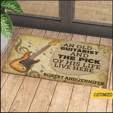 Personalized Customized An Old Guitarist & The Pick Of His Life Live Here Doormat