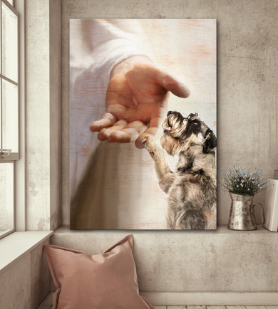 Jesus Take My Hand Schnauzer Dog Poster