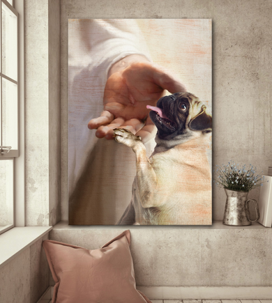 Jesus Take My Hand Pug Dog Poster
