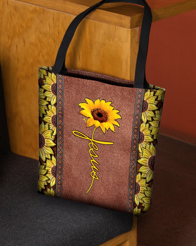 Jesus Sunflower Tote Bag