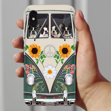 Boston Terrier Hippie Van Car Phone Case