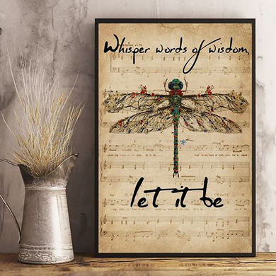 Dragonfly Let it be Vintage Poster
