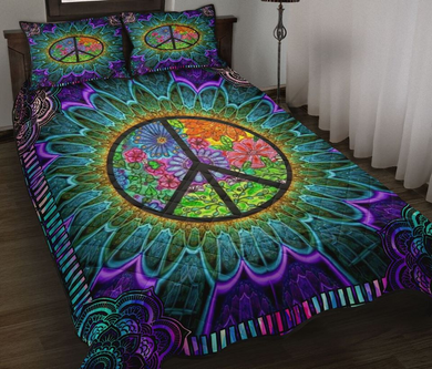 Purple Flower Hippie Bedding Set