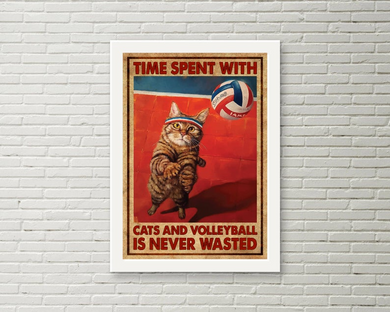 Time Spent With Cats & Volleyball Is Never Wasted Poster