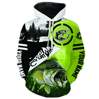 Largemouth Bass Fishing Customize Name All Over Printed Hoodie