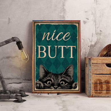 Black Cat Nice Butt, Funny Bathroom Decor Poster