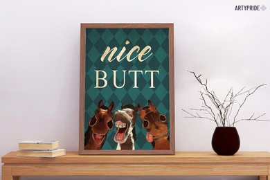 Horse Nice Butt Poster Funny Bathroom